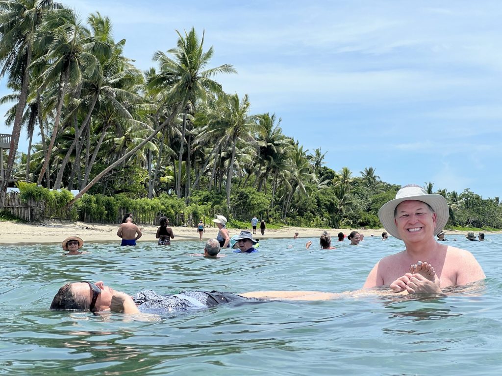 Sharon practicing her floating skills.
