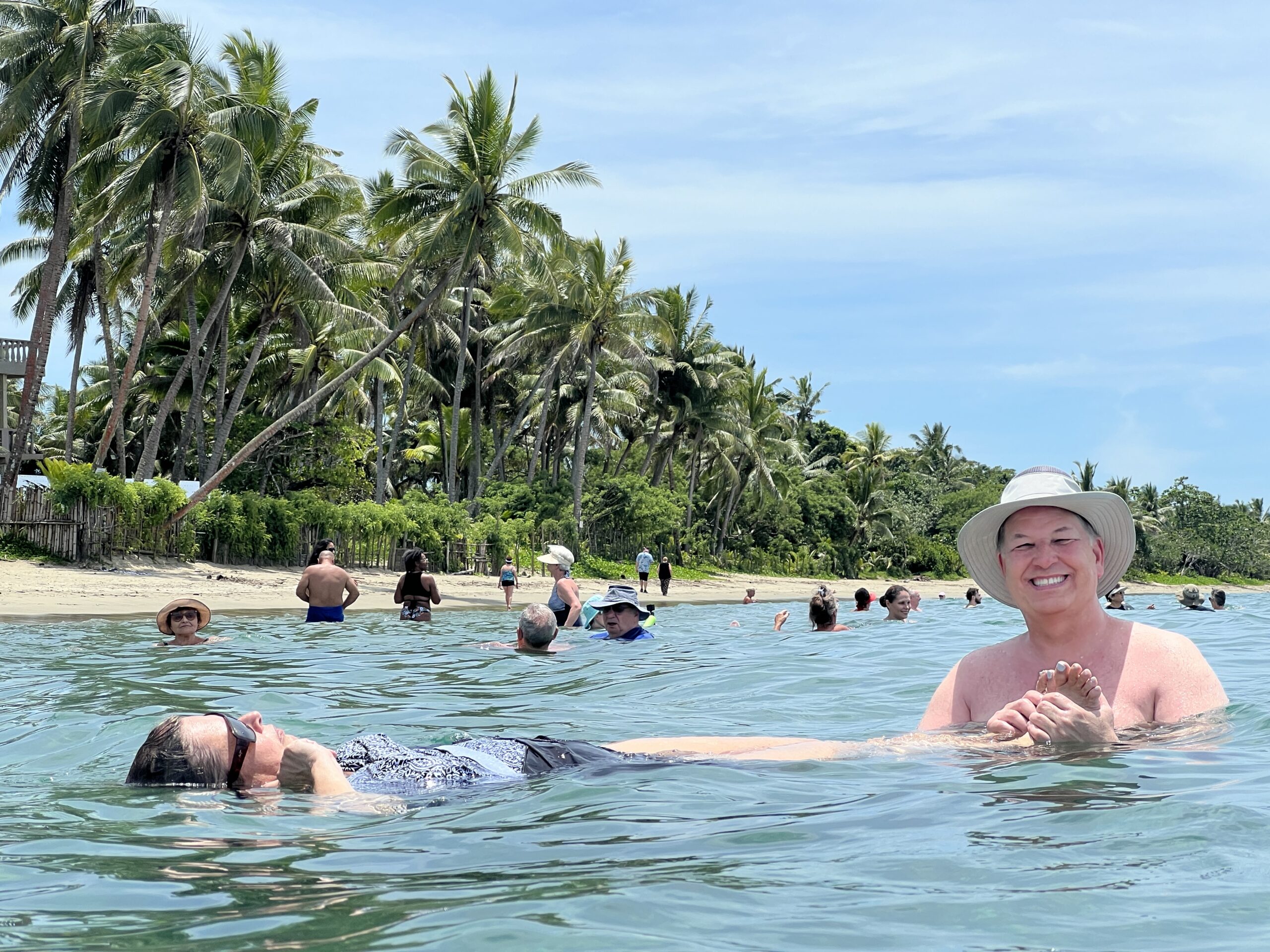 Sharon practicing her floating skills.