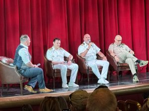 Here's the Captain and other officers at a Q&A talk.