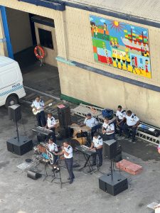 Our welcome band in the Port of Suva. Awesome!