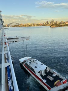 The people mover coming along side the Island Princess.