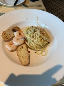 Shrimp with Pasta for lunch.