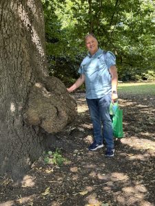 Marshall with a Turkey Oak.