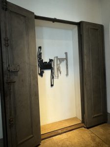 Modern artwork inside an old vault.