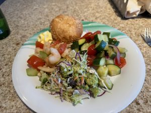 A typical lunch salad plate from the buffet.