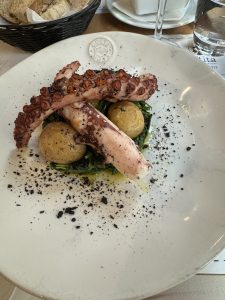 Sharon had grilled octopus. It was tasty!