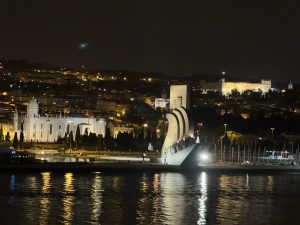 The Padrão dos Descobrimentos, with the Jeronimos Monastery in background left (where the Treaty of Lisbon was signed to form the European Union - EU) and the Palácio Nacional da Ajuda in background right.