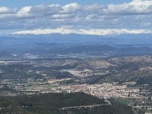 The Pyrenees Mountains in the background, with snow!