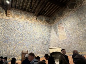 The popes bedroom. Many of the frescoes were painted over by the French troops but they have been restored.