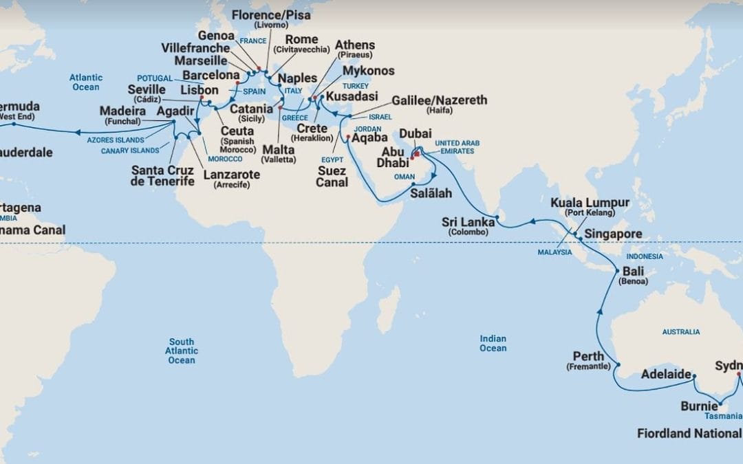 Original 2024 World Cruise Map - Island Princess