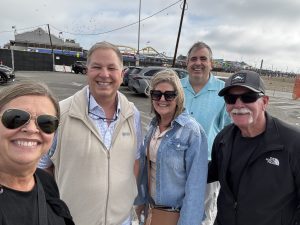 Sharon Marsh Lisa Mike and Ron standing together at Santa Monica Pier entrance